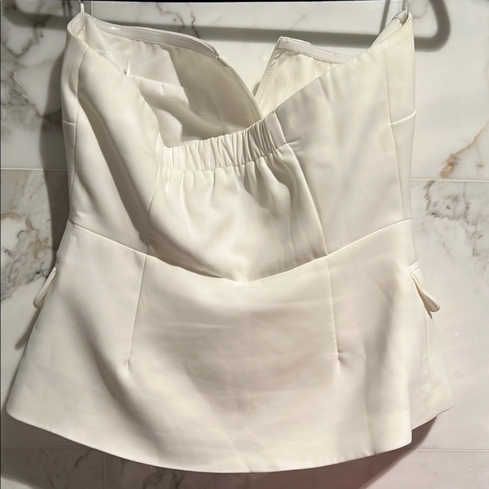 Grey Lab Ivory White Buttoned Bustier Top - Picture 3 of 5